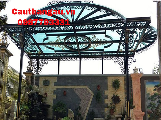 Mái che sắt nghệ thuật kính cường lực tại hà nội Mái che sắt nghệ thuật kính cường lực tại hà nội